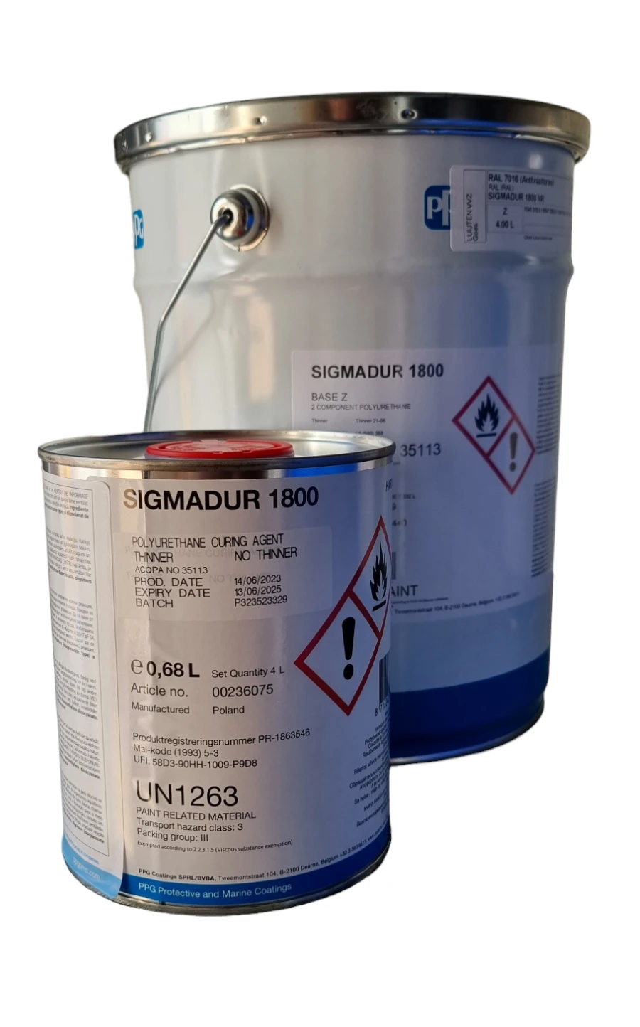 Sigmadur 1800 Kleur RAL 5012 4 Liter Inclusief Verharder